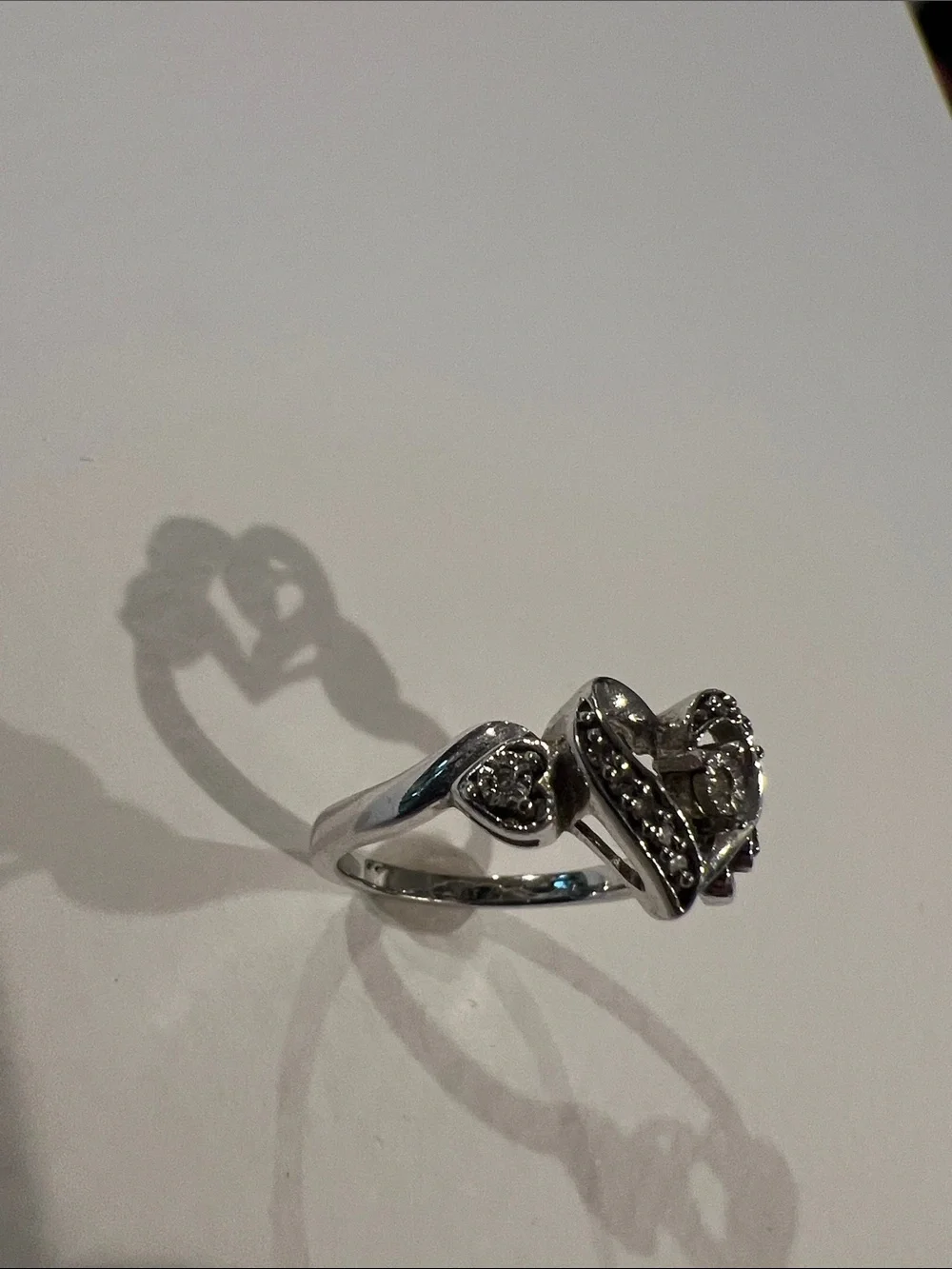Sterling Silver Heart Ring with 1/20 ct diamond weight